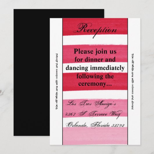 3.5x7 Receptie Kaart Ombre Streep Roze Lijn Vervag (Voorkant / Achterkant)