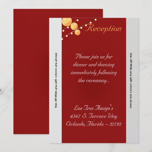 3.5x7 Receptie Kaart Papier Lantaarns Rood (Voorkant / Achterkant)