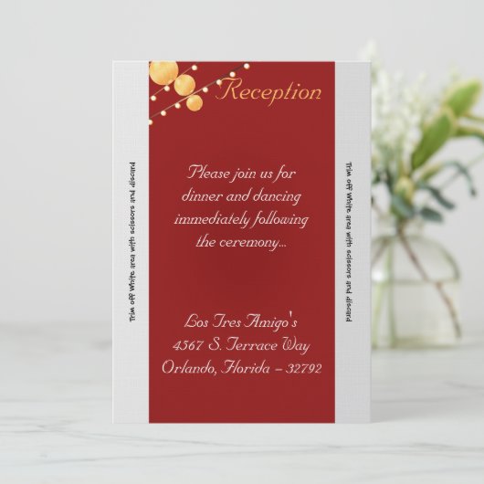 3.5x7 Receptie Kaart Papier Lantaarns Rood (Staand voorkant)