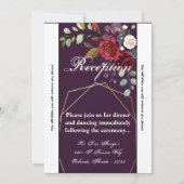 3.5x7 Receptie Kaart Plum Paarse Rozen Gouden Geom (Voorkant)