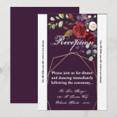 3.5x7 Receptie Kaart Plum Paarse Rozen Gouden Geom (Voorkant / Achterkant)