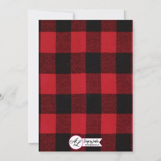 3.5x7 Receptie Kaart Red Buffalo Plaid Beer Zwart (Achterkant)