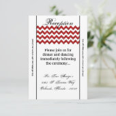 3.5x7 Receptie Kaart Rode Glitter Chevron Stripe (Staand voorkant)