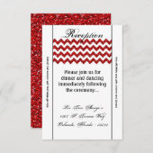 3.5x7 Receptie Kaart Rode Glitter Chevron Stripe (Voorkant / Achterkant)