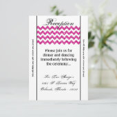 3.5x7 Receptie Kaart Roze Glitter Chevron Stripe (Staand voorkant)