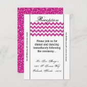 3.5x7 Receptie Kaart Roze Glitter Chevron Stripe (Voorkant / Achterkant)