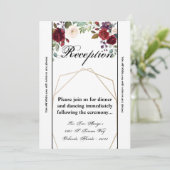 3.5x7 Receptie Kaart Rozen op Wit met Gold Geom (Staand voorkant)