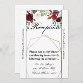 3.5x7 Receptie Kaart Rozen op Wit met Gold Geom (Voorkant / Achterkant)