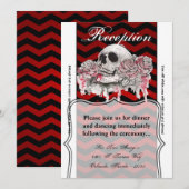 3.5x7 Receptie Kaart schedel Roos Gotische Chevron (Voorkant / Achterkant)