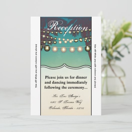 3.5x7 Receptie Kaart Strand Zonsondergang Palmbome (Staand voorkant)