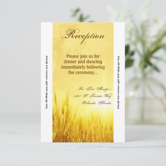 3.5x7 Receptie Kaart Sunrise Tarwe Country Rustic (Staand voorkant)