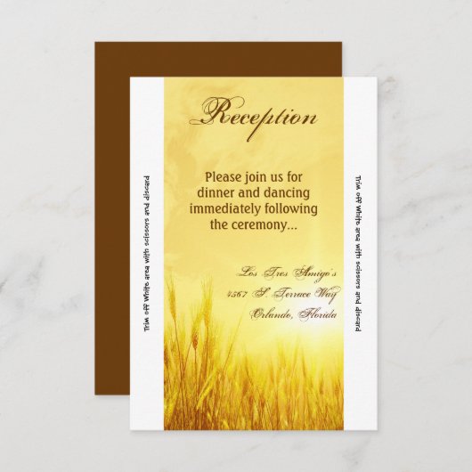 3.5x7 Receptie Kaart Sunrise Tarwe Country Rustic (Voorkant / Achterkant)