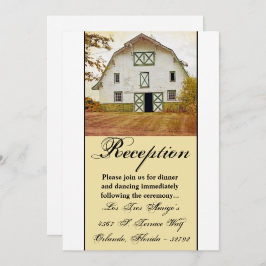 3.5x7 Receptie Kaart Sunset Barn Country Rustic Fi (Voorkant / Achterkant)