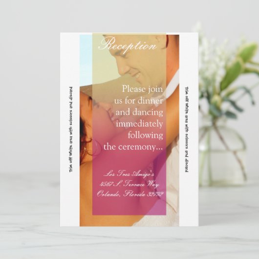 3.5x7 Receptie Kaart Sunset Fade Pink Tan Foto (Staand voorkant)