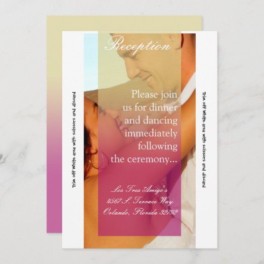 3.5x7 Receptie Kaart Sunset Fade Pink Tan Foto (Voorkant / Achterkant)