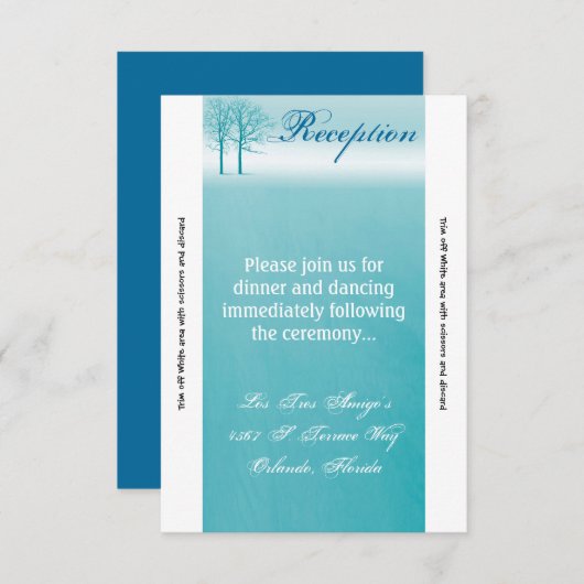 3.5x7 Receptie Kaart Twee Winterbomen Sneeuwpad (Voorkant / Achterkant)