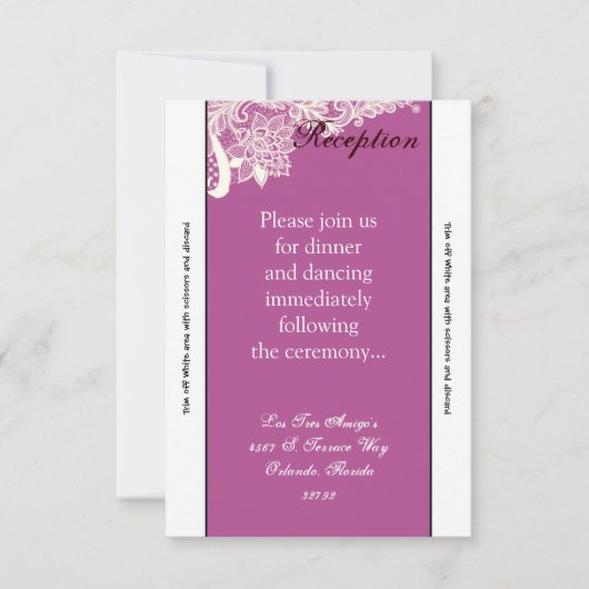 3.5x7 Receptie Kaart  Victoriaans kant orchidee (Voorkant)