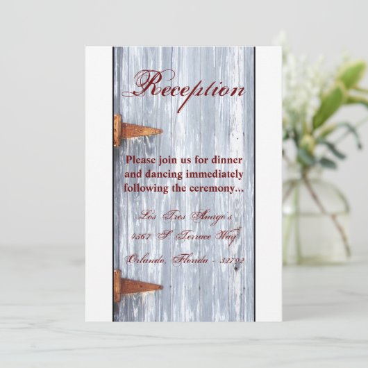 3.5x7 Receptie Kaart Wit Wassen Hout Schuur Deur C (Staand voorkant)