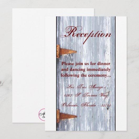 3.5x7 Receptie Kaart Wit Wassen Hout Schuur Deur C (Voorkant / Achterkant)