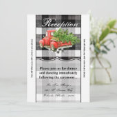 3.5x7 Receptie Kaart XMAS Truck Buffalo Plaid Blac (Staand voorkant)