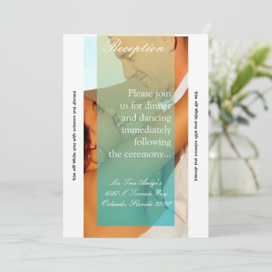 3.5x7 Receptie Kaart Zonsondergang Fade Blauwgroen (Staand voorkant)