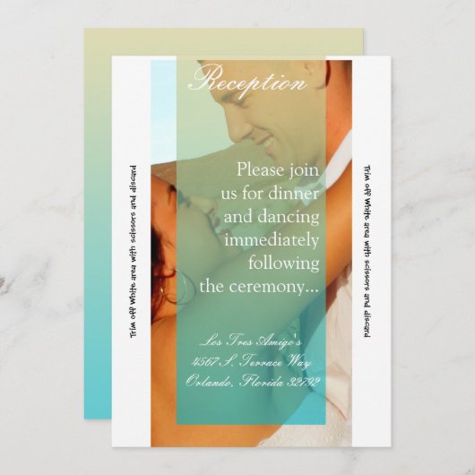 3.5x7 Receptie Kaart Zonsondergang Fade Blauwgroen (Voorkant / Achterkant)