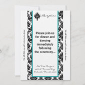 3.5x7 Receptie Kaart Zwart Blauwgroen Damask (Voorkant)