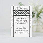 3.5x7 Receptie Kaart Zwart Glitter Chevron Stripe (Staand voorkant)