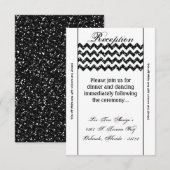 3.5x7 Receptie Kaart Zwart Glitter Chevron Stripe (Voorkant / Achterkant)