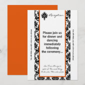 3.5x7 Receptie Kaart Zwart Orang Damask (Voorkant / Achterkant)