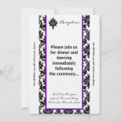 3.5x7 Receptie Kaart Zwart Purpl Damask (Voorkant)