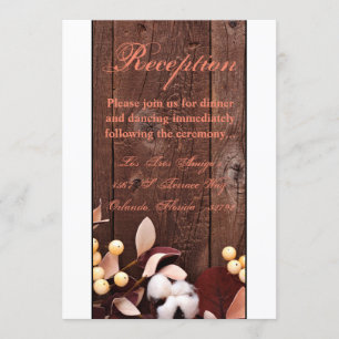 3.5x7 Reception Card Cotton Branch op Dark Wood St Kaart