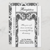 3.5x7 Reception Kaart Black White Damask (Voorkant / Achterkant)
