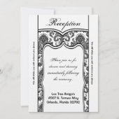 3.5x7 Reception Kaart Black White Damask (Voorkant)