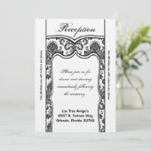 3.5x7 Reception Kaart Black White Damask (Staand voorkant)