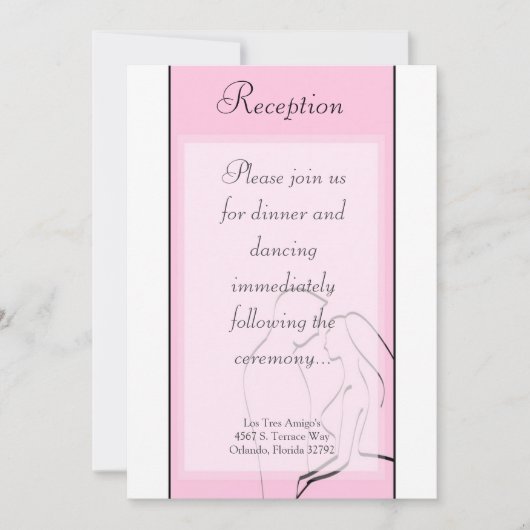 3.5x7 Reception Kaart Bride & Groom roze (Voorkant)