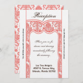 3.5x7 Reception Kaart Coral White Damask (Voorkant / Achterkant)