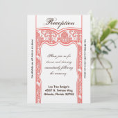 3.5x7 Reception Kaart Coral White Damask (Staand voorkant)