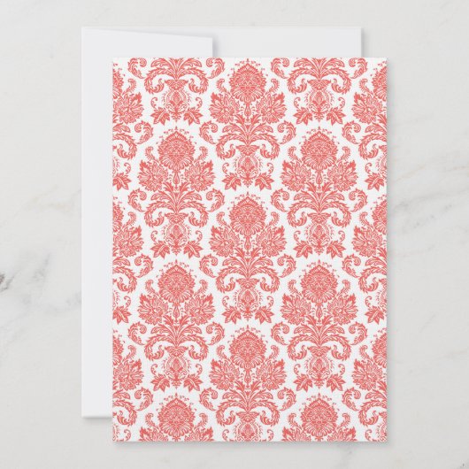 3.5x7 Reception Kaart Coral White Damask (Achterkant)