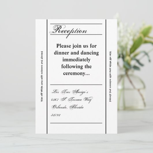 3.5x7 Reception Kaart Modern Typography Newsprint (Staand voorkant)