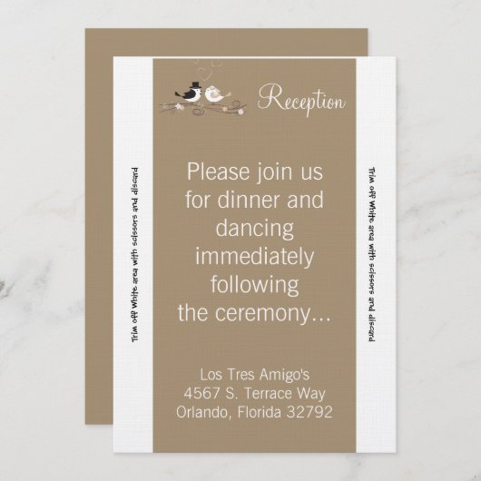 3.5x7 Reception Kaart Wedding Birds Brid (Voorkant / Achterkant)