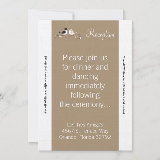 3.5x7 Reception Kaart Wedding Birds Brid (Voorkant)