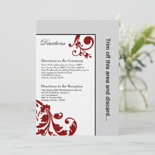 3.5x7 Rode Bloemen Routebeschrijving Kaart (Staand voorkant)