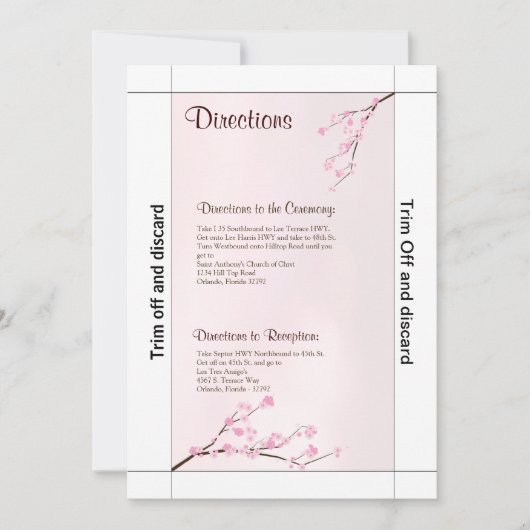 3.5x7 Routebeschrijving Pink Cherry Blossom Kaart (Voorkant)