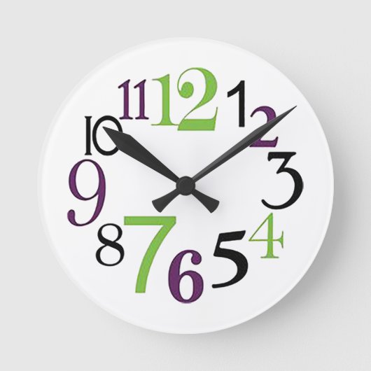 "3-6-9-12 O’Clock" Ronde Klok (Voorkant)