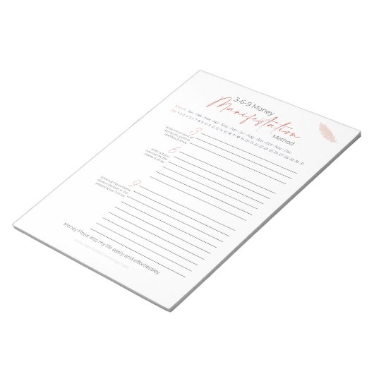 3-6-9 Methode Recht van Aantrekking Notitieblok (Schuin)