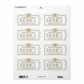 3.75 x 2" Metallic 3D Framed Honey Label with Bee (Full Sheet)