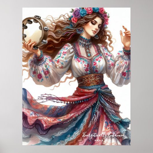 *~* 3 A100 Psychische Boho Gypsy Tambourine Dancer Poster (Voorkant)