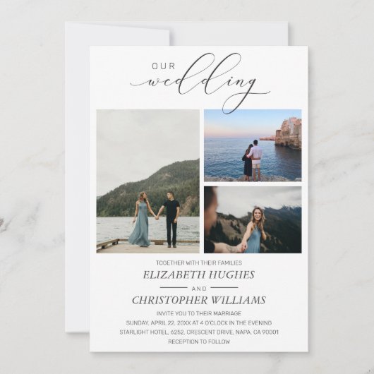 3 Aangepaste foto met briefje voor ons huwelijk Kaart (Voorkant)