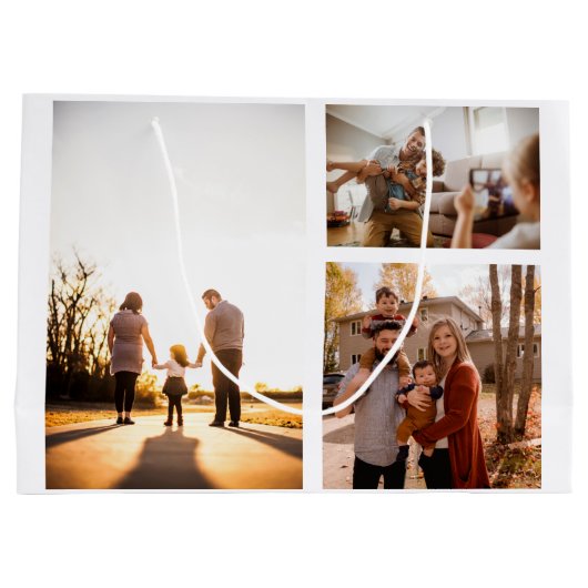 3 Aangepaste fotocollage op maat Groot Cadeauzakje (Achterkant)